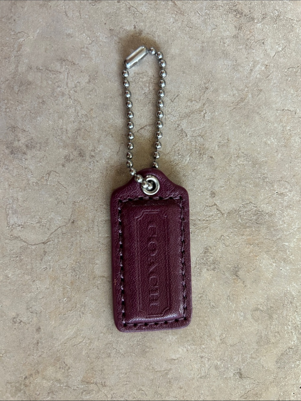 Coach Leather Key Tag in Wine